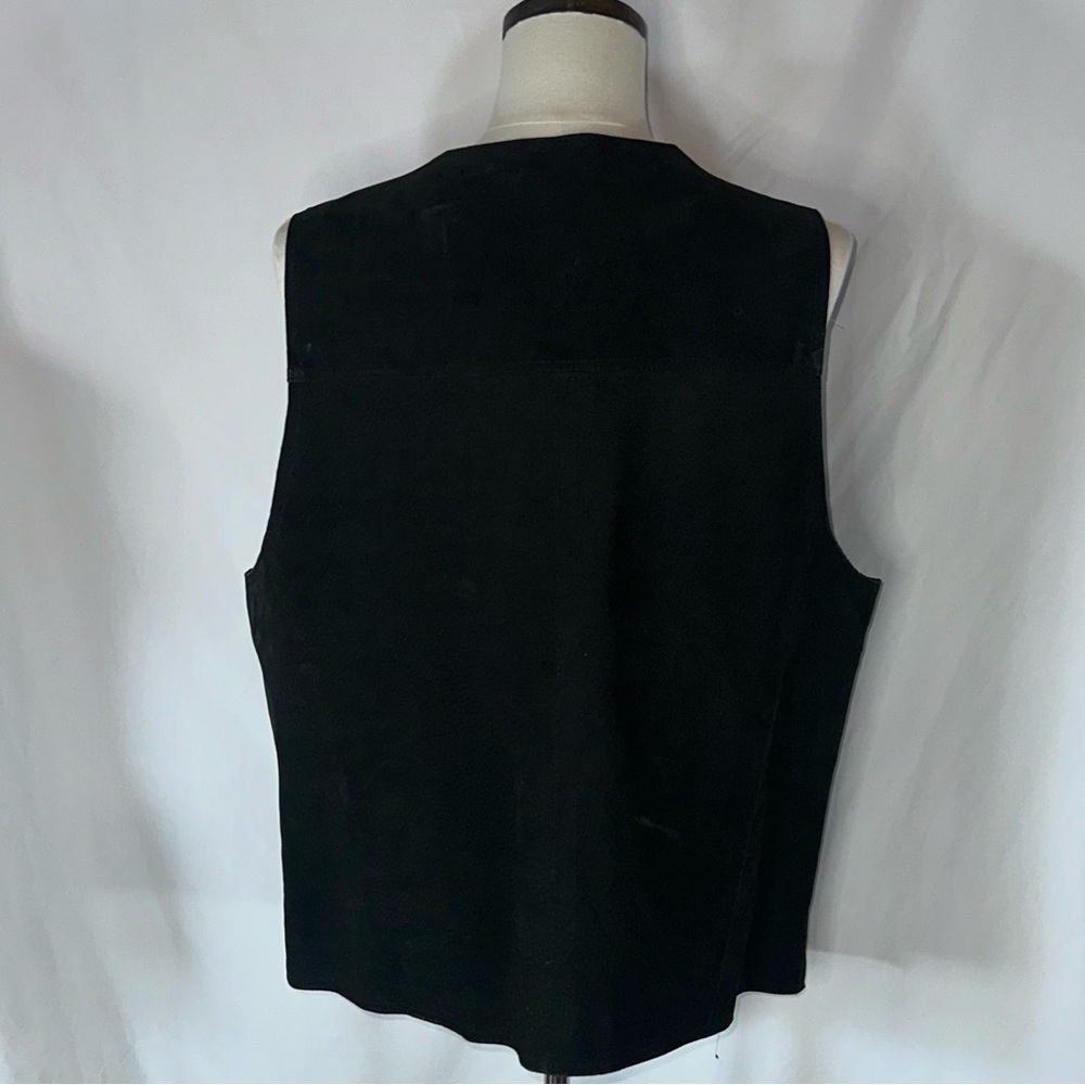 NRA Authentic Gear Men’s Lg Concealed Carry Black Leather Suede Lined Biker Vest - Picture 5 of 13